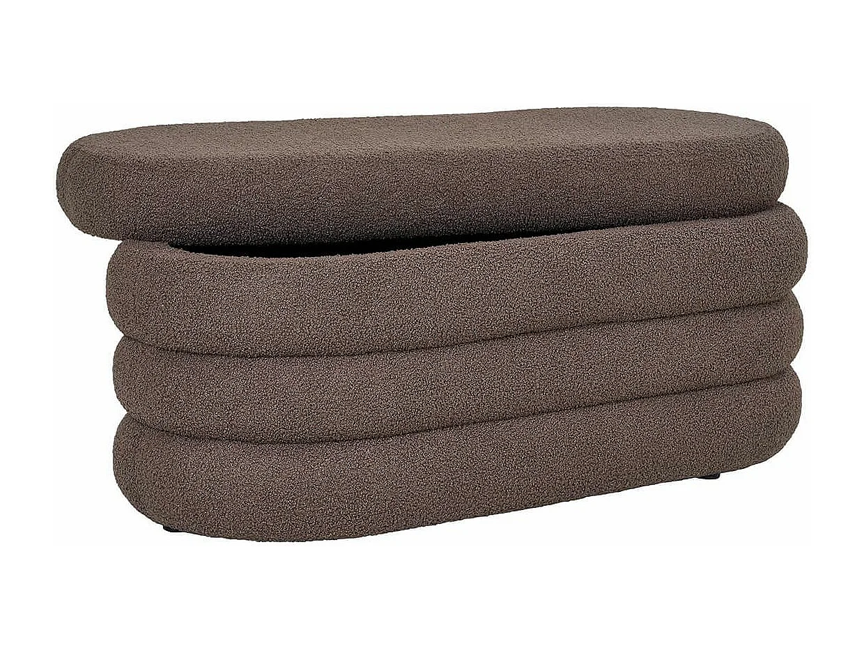 BALHIA - Banc-Coffre en Tissu Bouclettes Marron