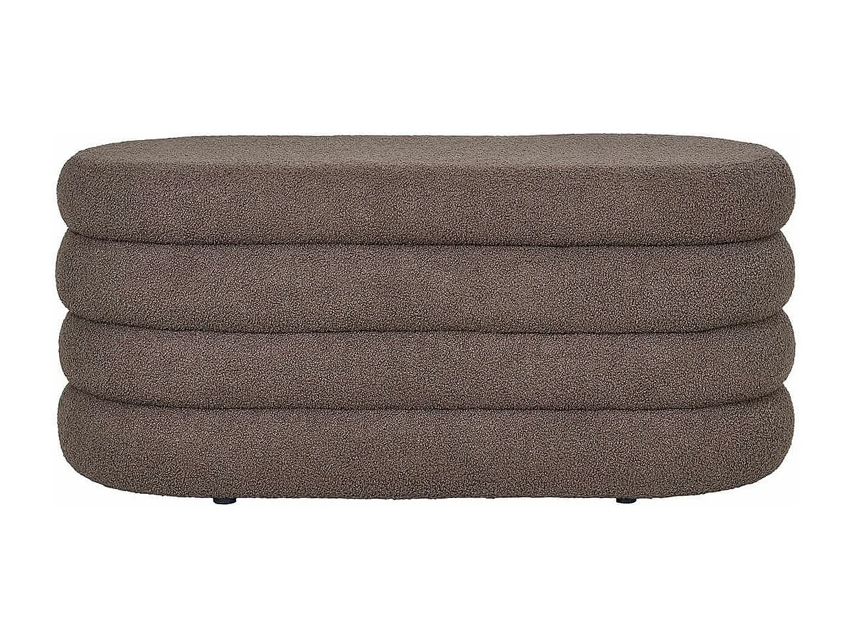 BALHIA - Banc-Coffre en Tissu Bouclettes Marron