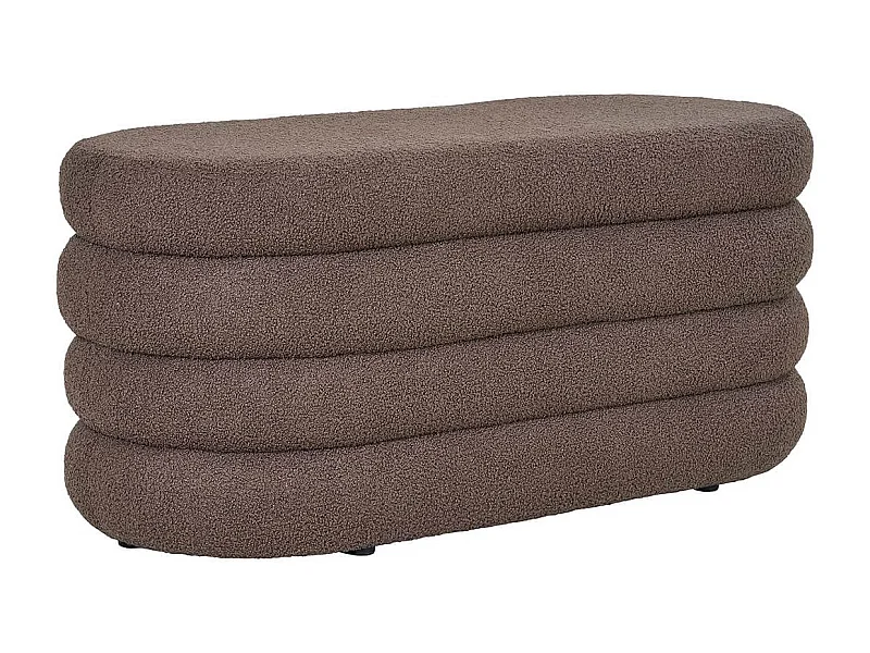 BALHIA - Banc-Coffre en Tissu Bouclettes Marron