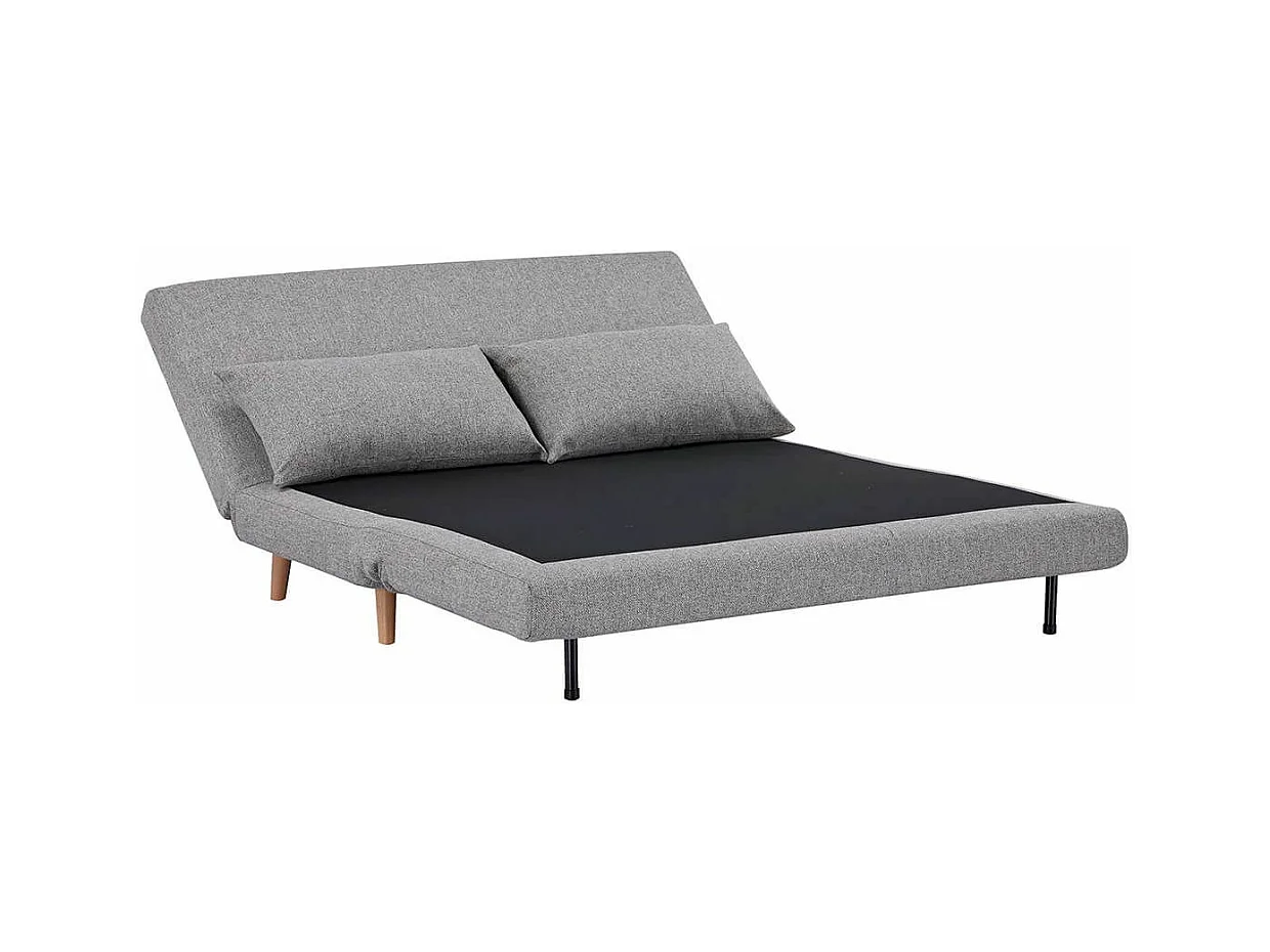 BREWEN - Chauffeuse 2 Places Convertible Tissu Gris Chiné avec Coussin