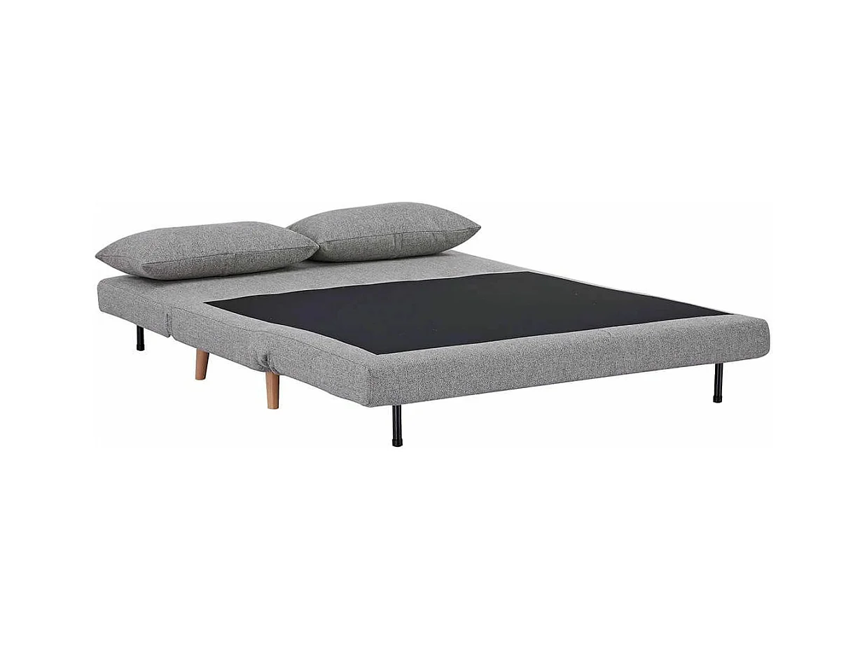 BREWEN - Chauffeuse 2 Places Convertible Tissu Gris Chiné avec Coussin