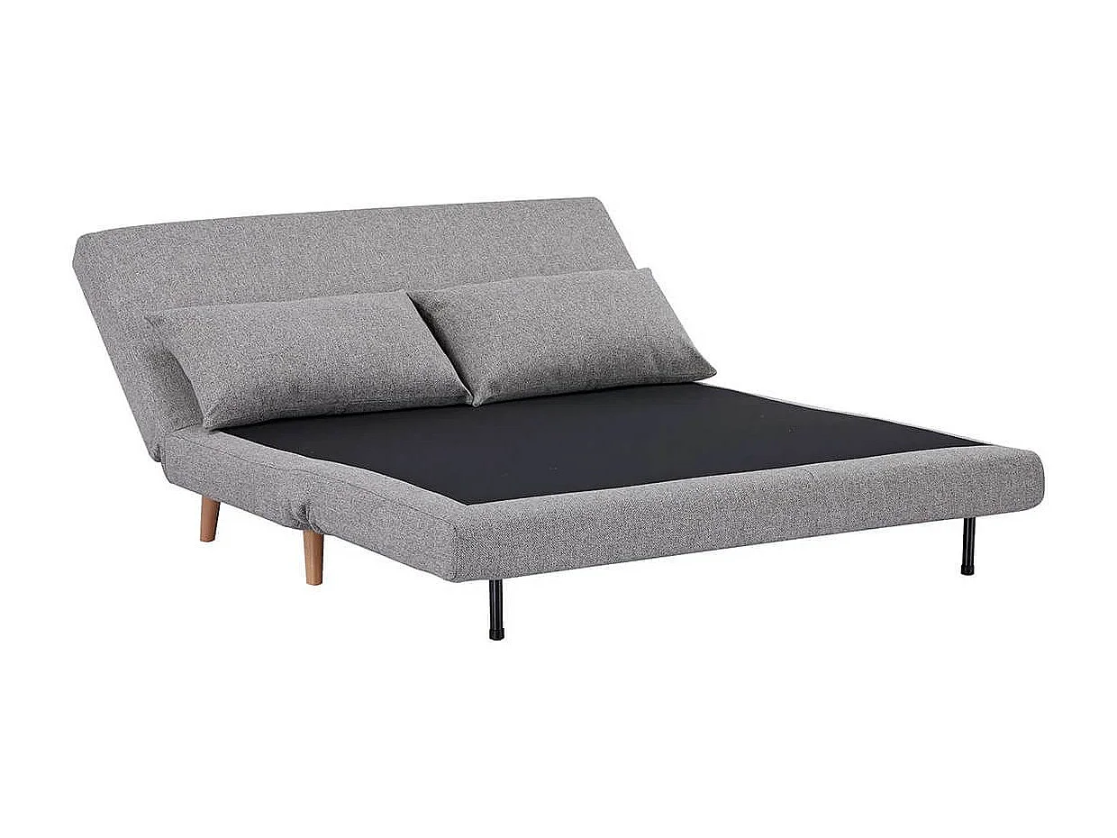 BREWEN - Chauffeuse 2 Places Convertible Tissu Gris Chiné avec Coussin