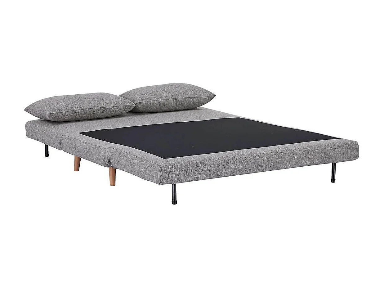 BREWEN - Chauffeuse 2 Places Convertible Tissu Gris Chiné avec Coussin