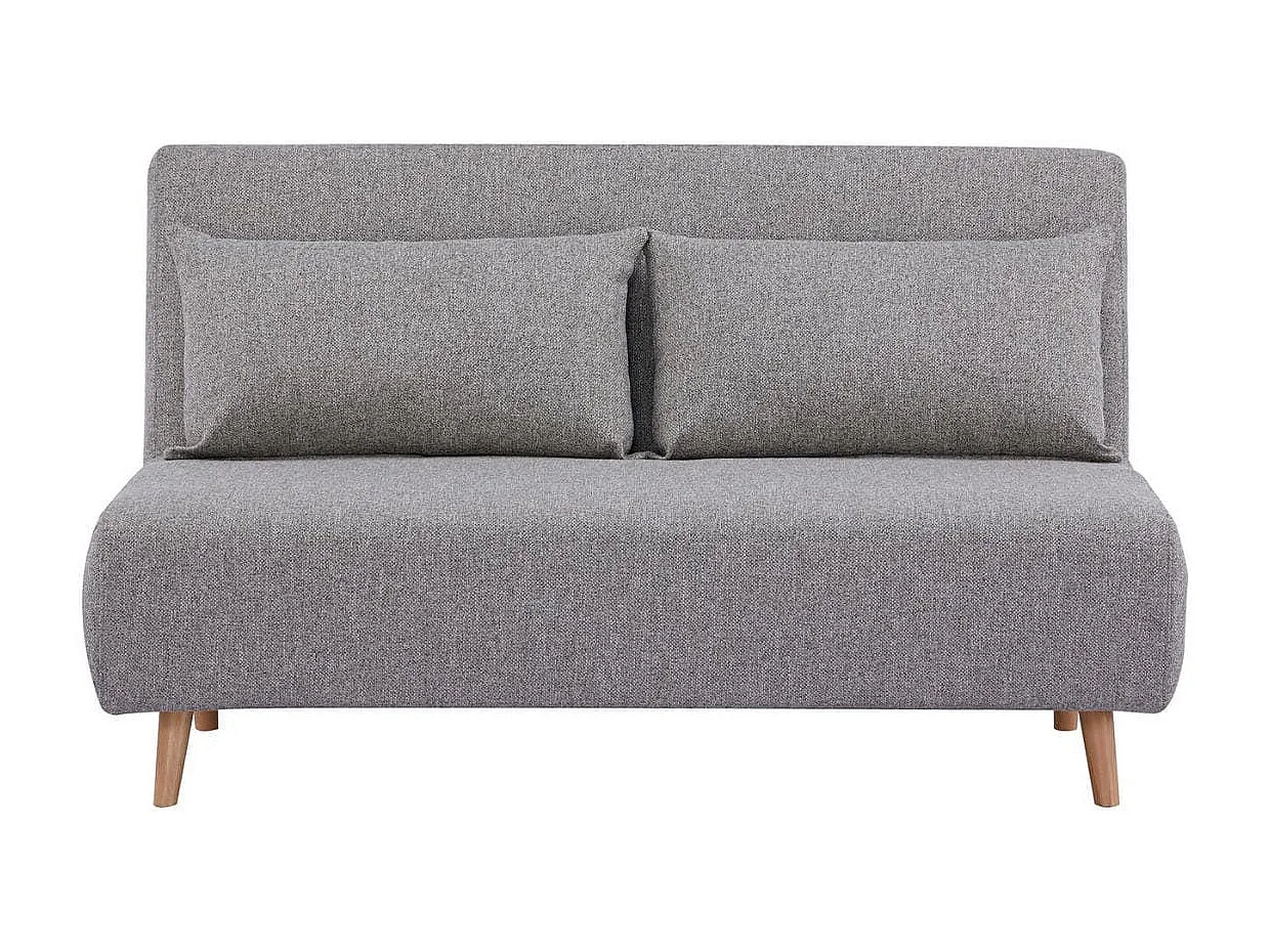 BREWEN - Chauffeuse 2 Places Convertible Tissu Gris Chiné avec Coussin