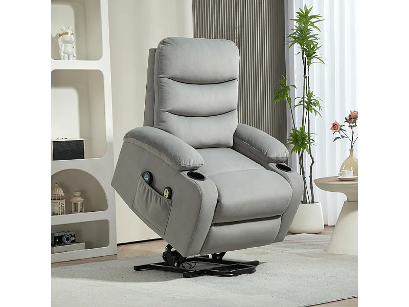 Fauteuil releveur massant chauffant HARAN gris