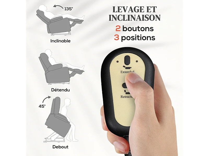 Fauteuil releveur massant chauffant HARAN gris