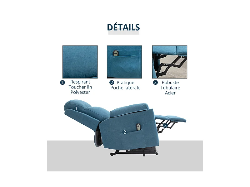 Fauteuil releveur LUIGI bleu