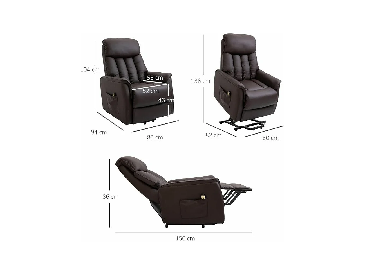 Fauteuil releveur de relaxation revêtement PU tissu