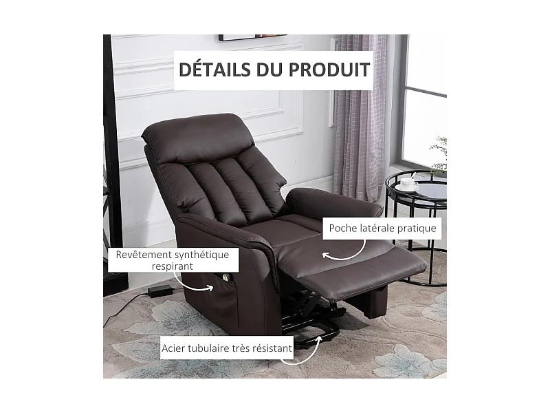 Fauteuil releveur de relaxation revêtement PU tissu