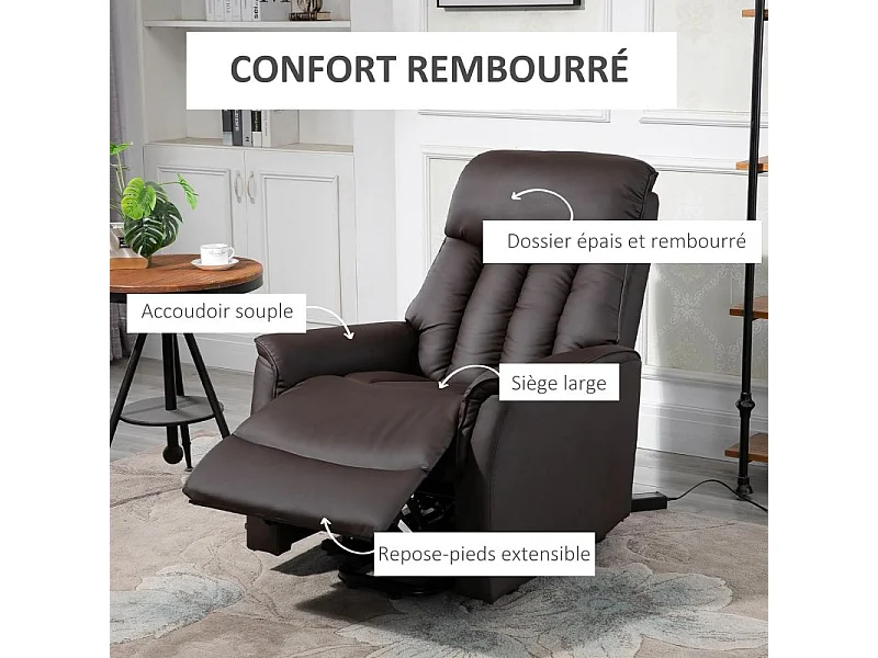 Fauteuil releveur de relaxation revêtement PU tissu