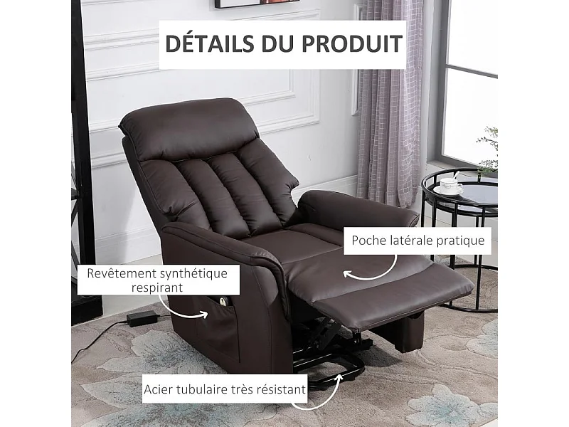 Fauteuil releveur de relaxation revêtement PU tissu