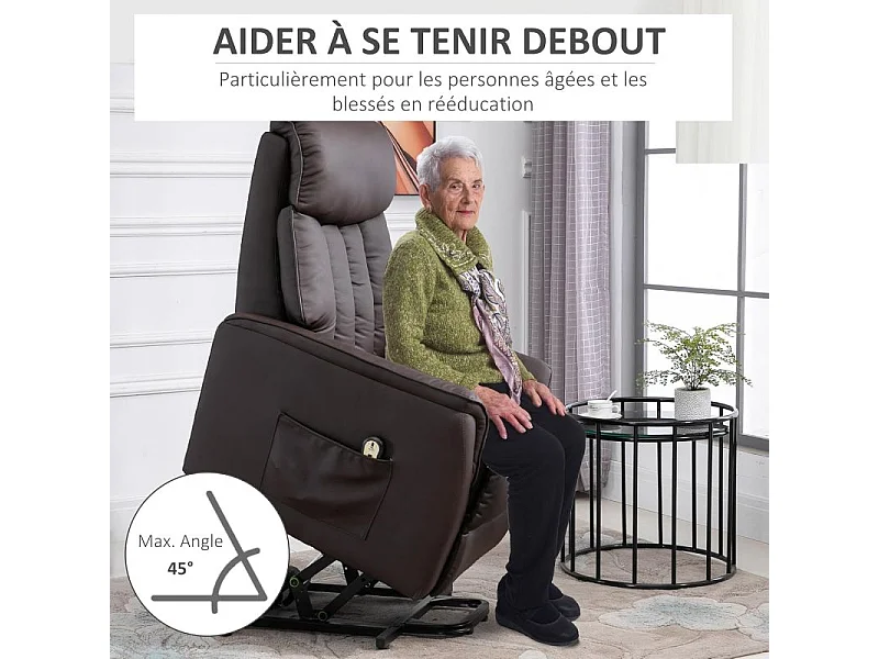 Fauteuil releveur de relaxation revêtement PU tissu