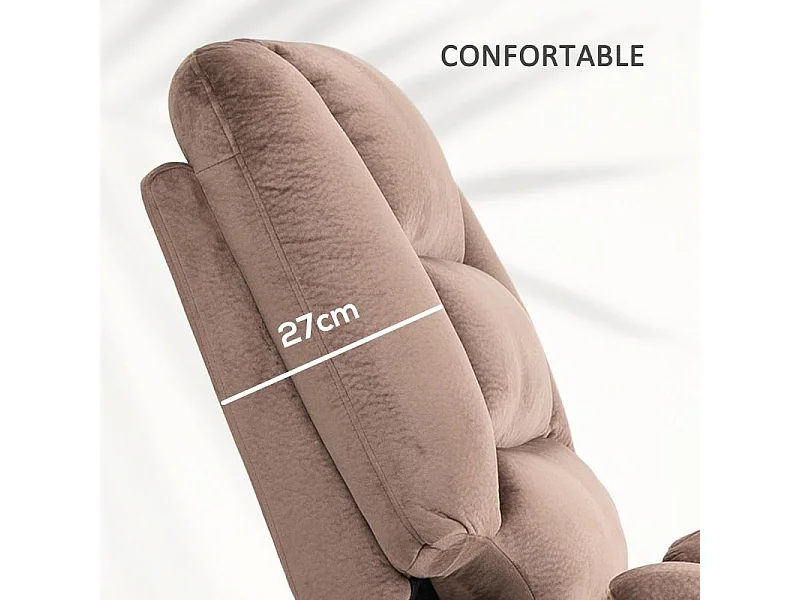 Fauteuil releveur massant chauffant inclinable effet velours marron