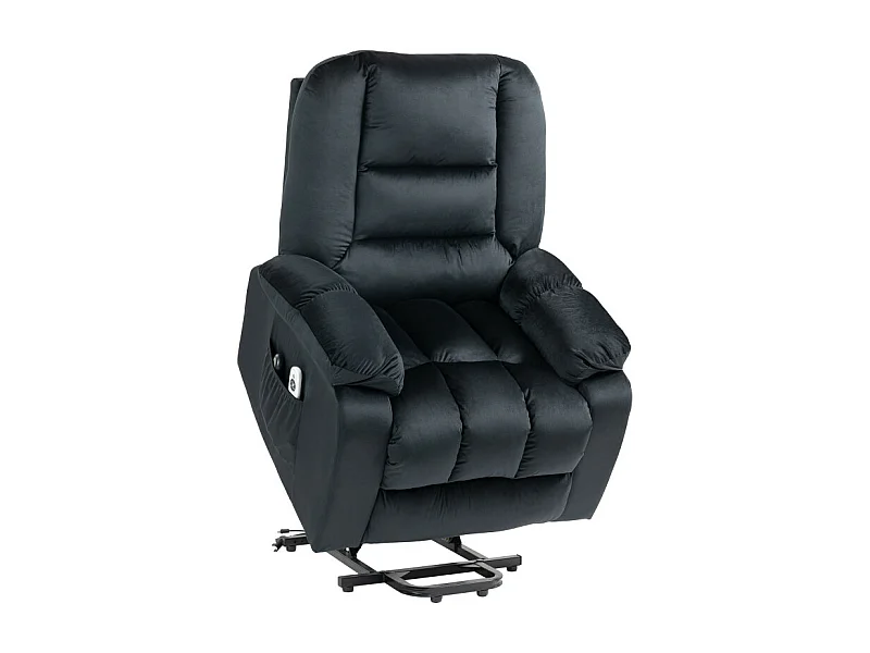 Fauteuil de massage releveur chauffant - 2 télécommandes - velours noir