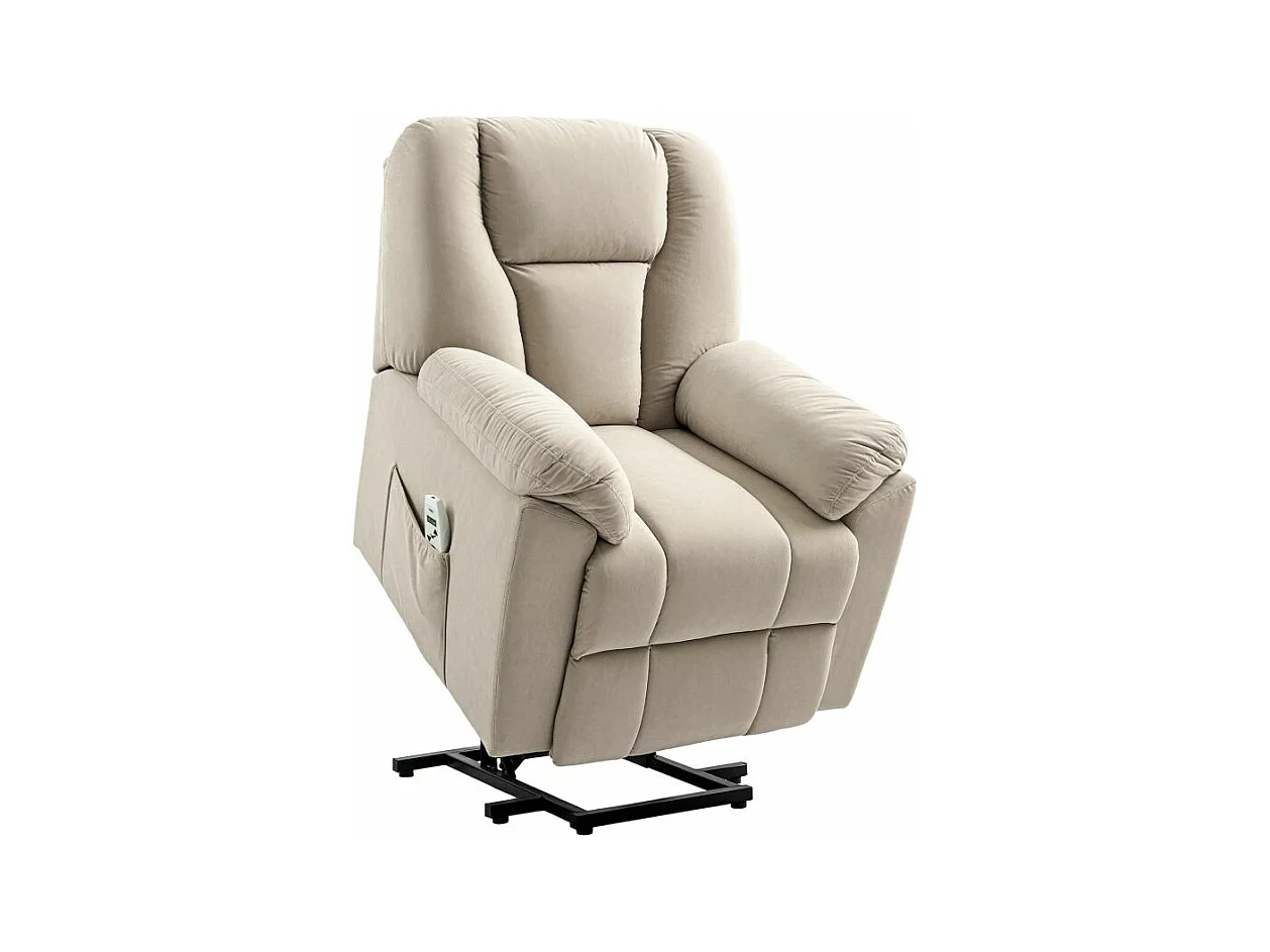 Fauteuil releveur massant chauffant inclinable relevable tissu beige