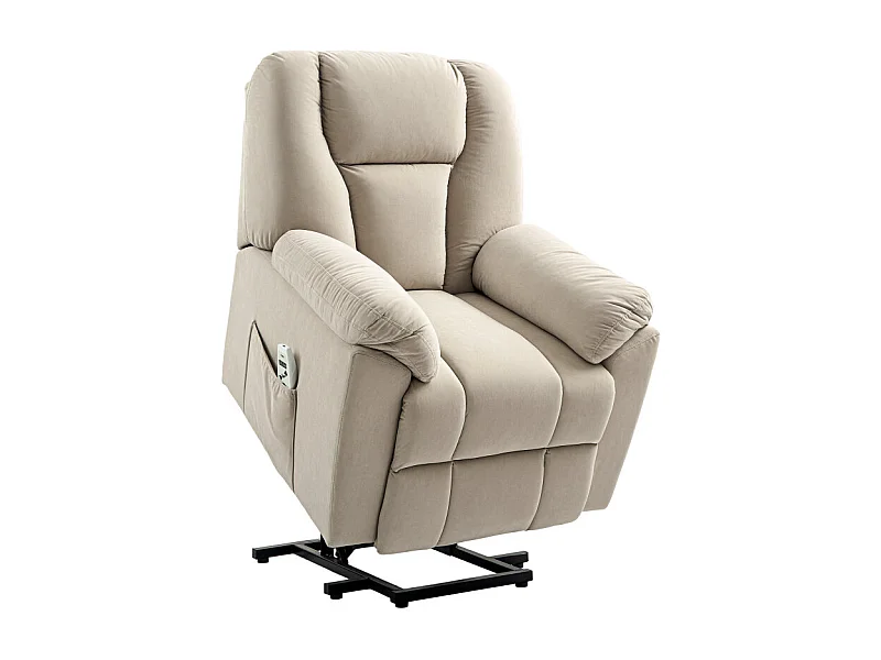 Fauteuil releveur massant chauffant inclinable relevable tissu beige