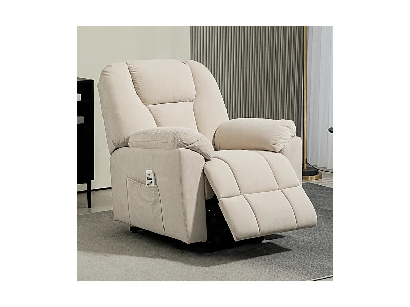 Fauteuil releveur massant chauffant inclinable relevable tissu beige