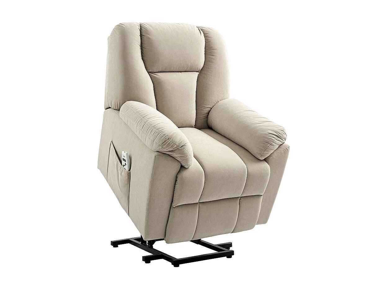 Fauteuil releveur massant chauffant inclinable relevable tissu beige