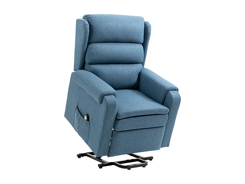 Fauteuil releveur de relaxation inclinable tissu bleu