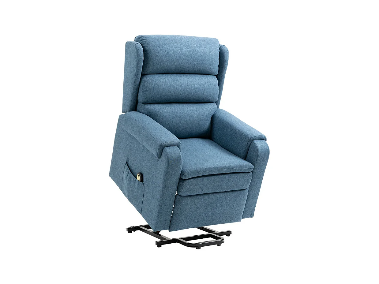Fauteuil releveur de relaxation inclinable tissu bleu