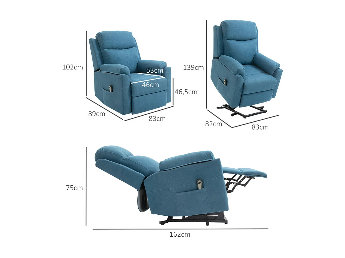 Fauteuil releveur relaxation ARTHURO bleu