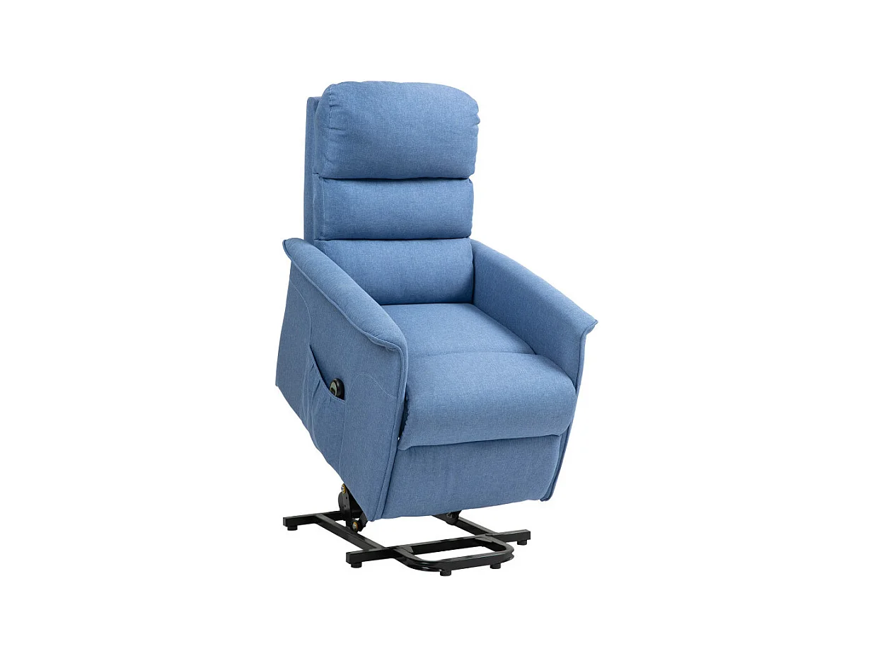 Fauteuil releveur de relaxation réglable électrique tissu bleu