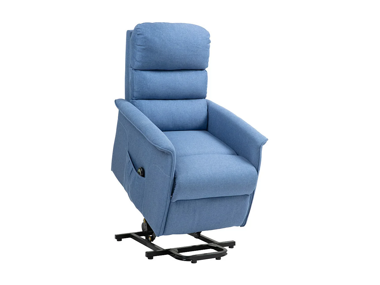 Fauteuil releveur de relaxation réglable électrique tissu bleu