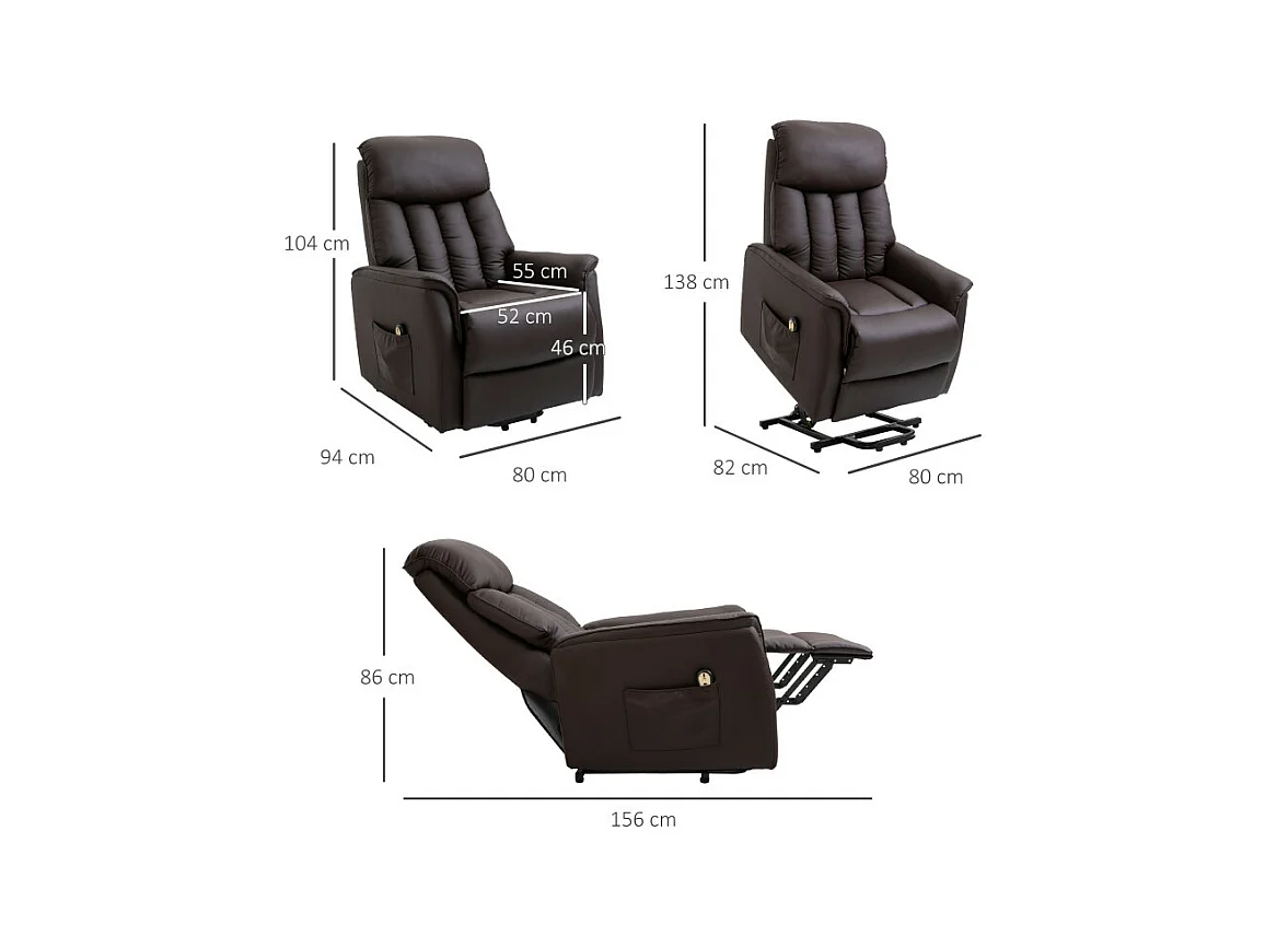 Fauteuil releveur de relaxation revêtement PU tissu