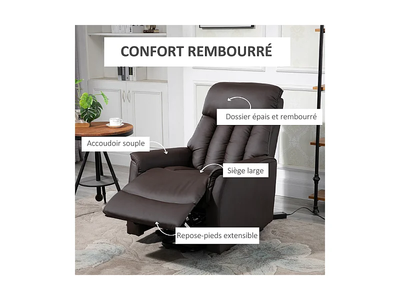 Fauteuil releveur de relaxation revêtement PU tissu