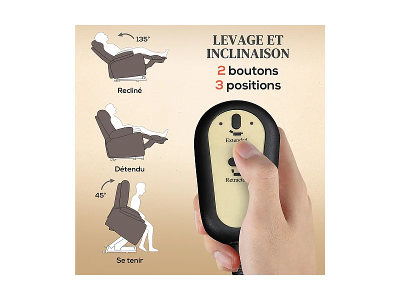 Fauteuil releveur massant chauffant ILIAS marron