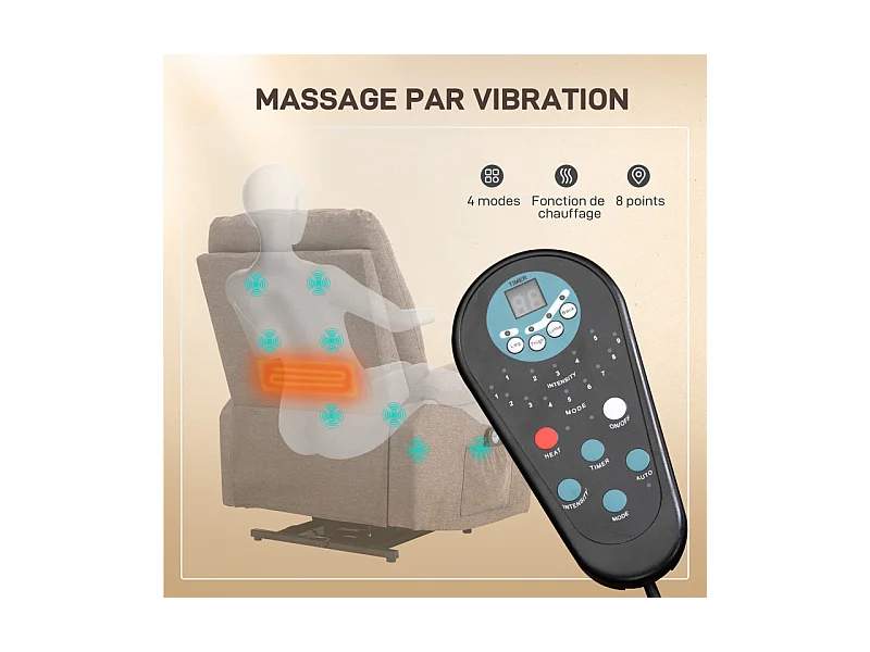 Fauteuil releveur massant chauffant ILIAS marron