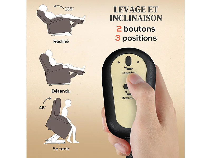 Fauteuil releveur massant chauffant ILIAS marron