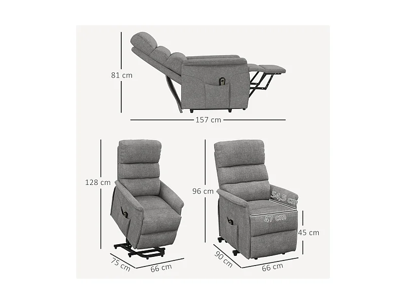 Fauteuil releveur de relaxation réglable électrique tissu