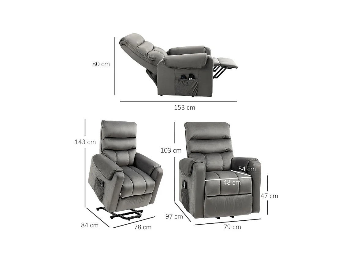 Fauteuil releveur massant chauffant MARLAN anthracite