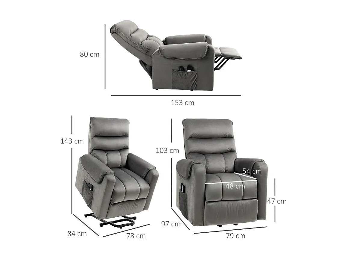 Fauteuil releveur massant chauffant MARLAN anthracite