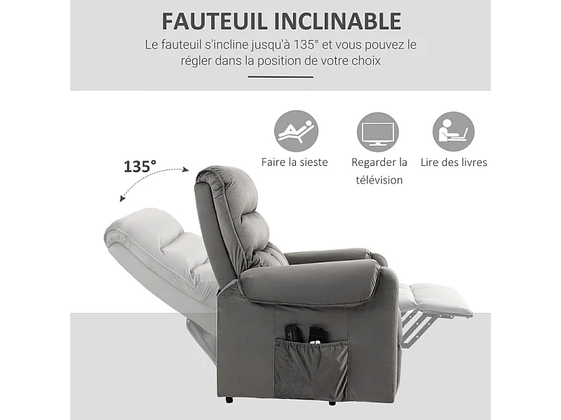Fauteuil releveur massant chauffant MARLAN anthracite