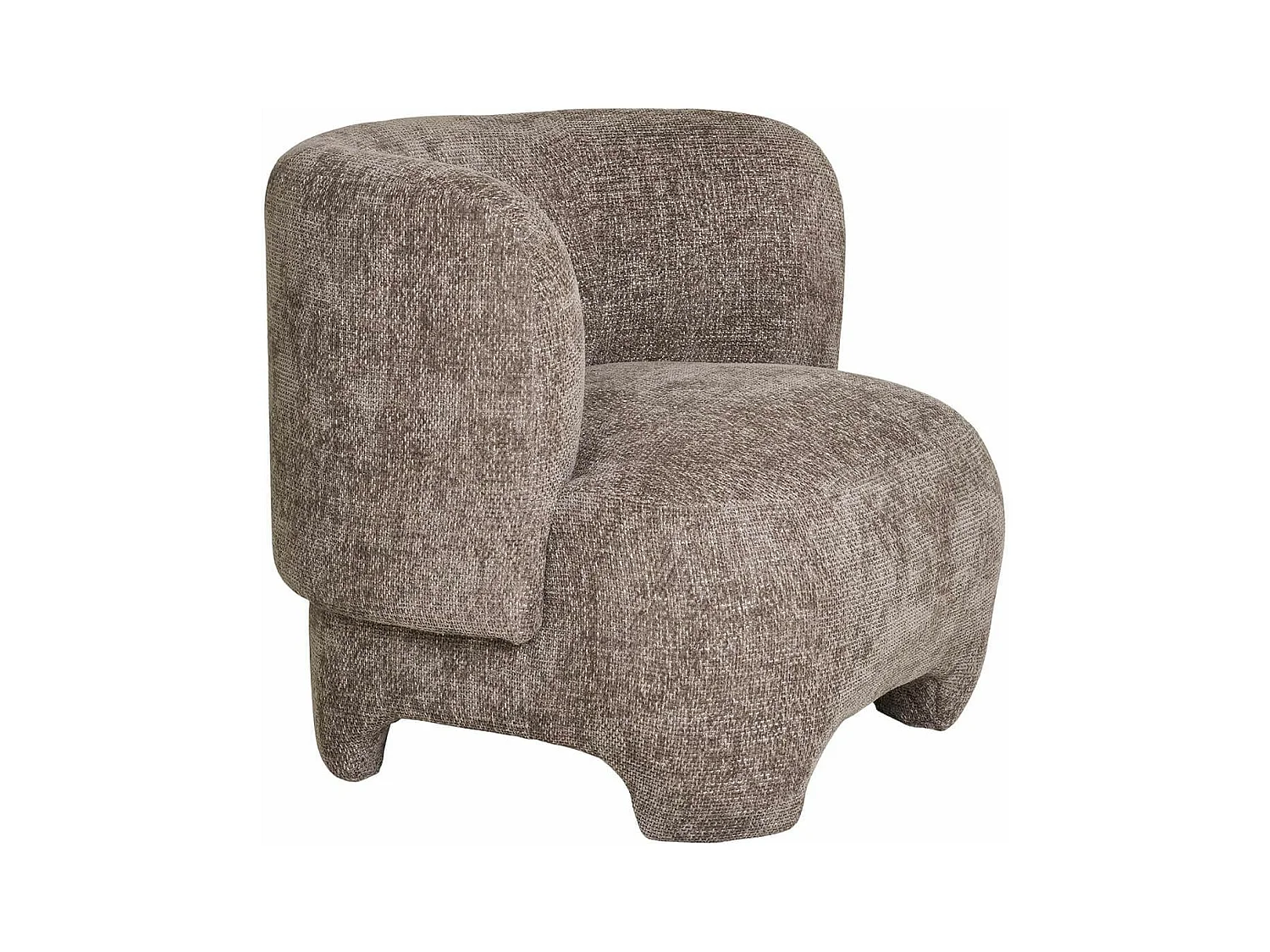 RAKEL - Fauteuil Crapaud Design Tissu Bouclette Marron