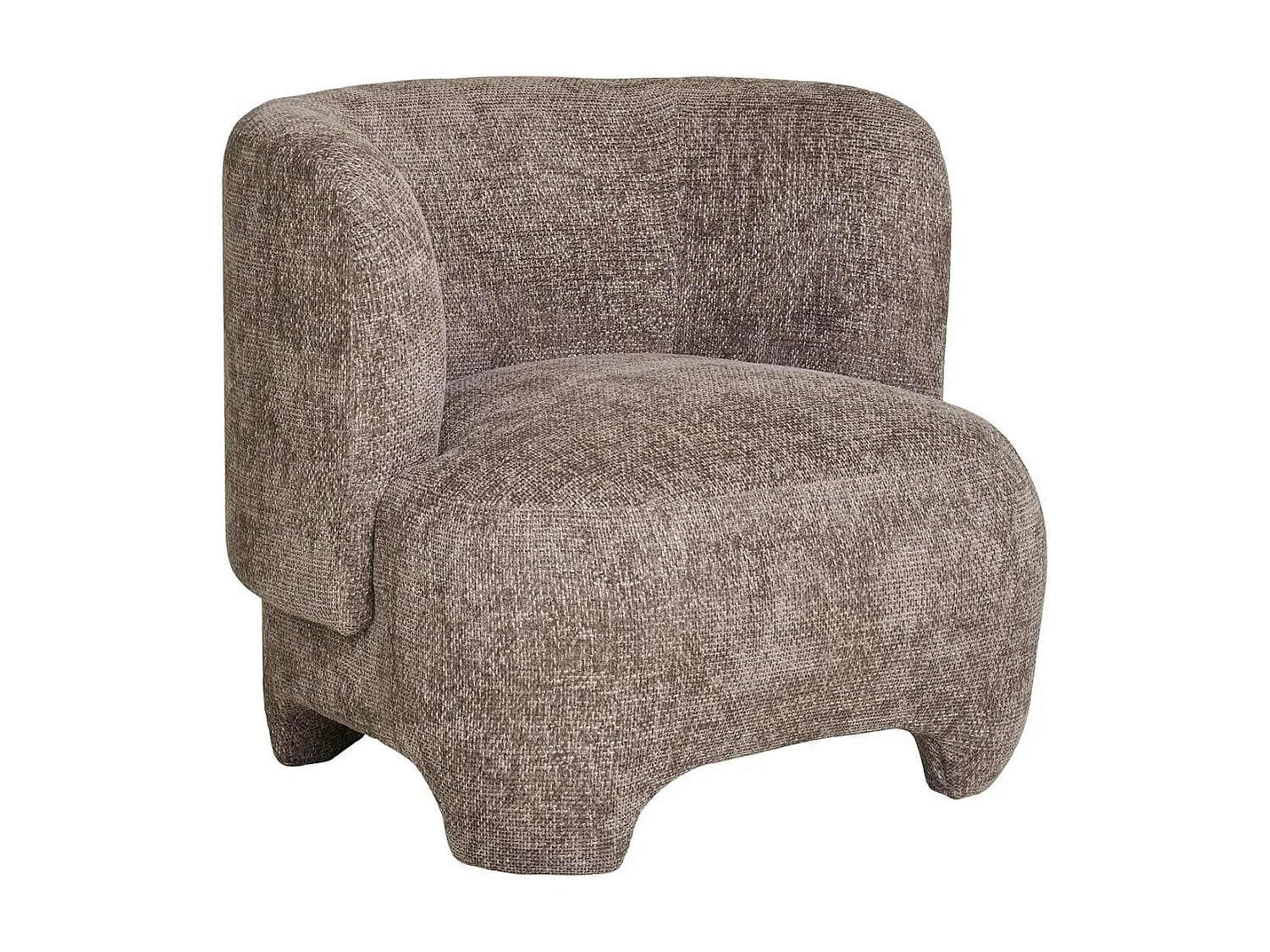 RAKEL - Fauteuil Crapaud Design Tissu Bouclette Marron