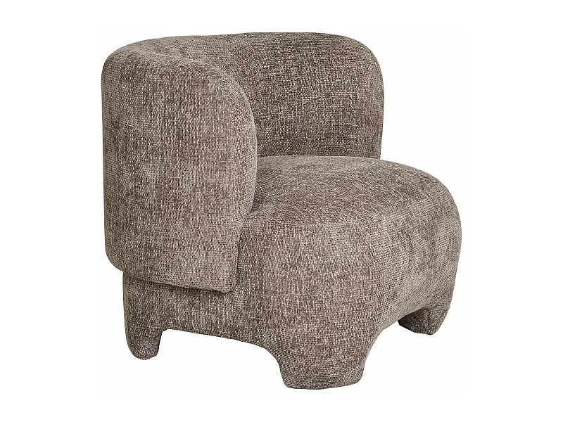 RAKEL - Fauteuil Crapaud Design Tissu Bouclette Marron