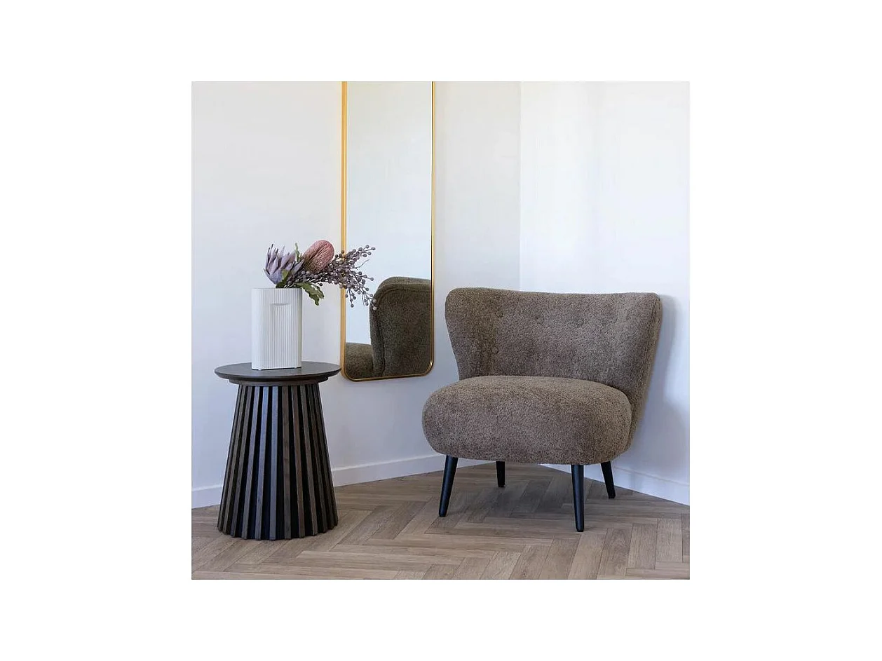 ARON - Fauteuil Crapaud Design Tissu Bouclette Marron Foncé