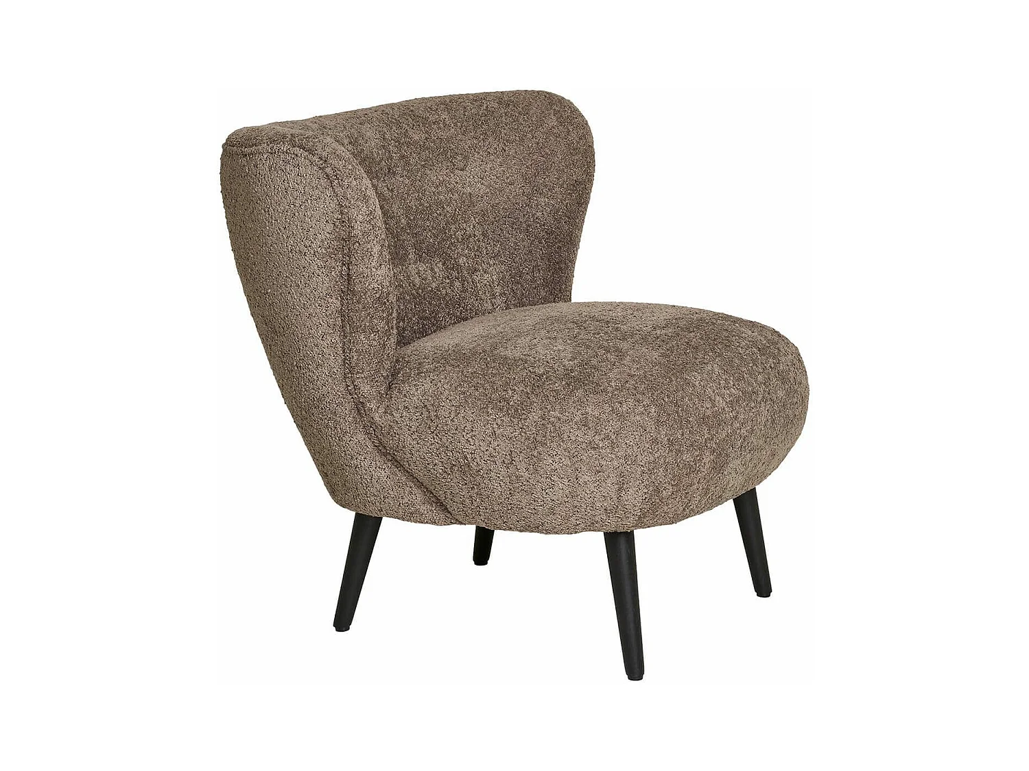 ARON - Fauteuil Crapaud Design Tissu Bouclette Marron Foncé