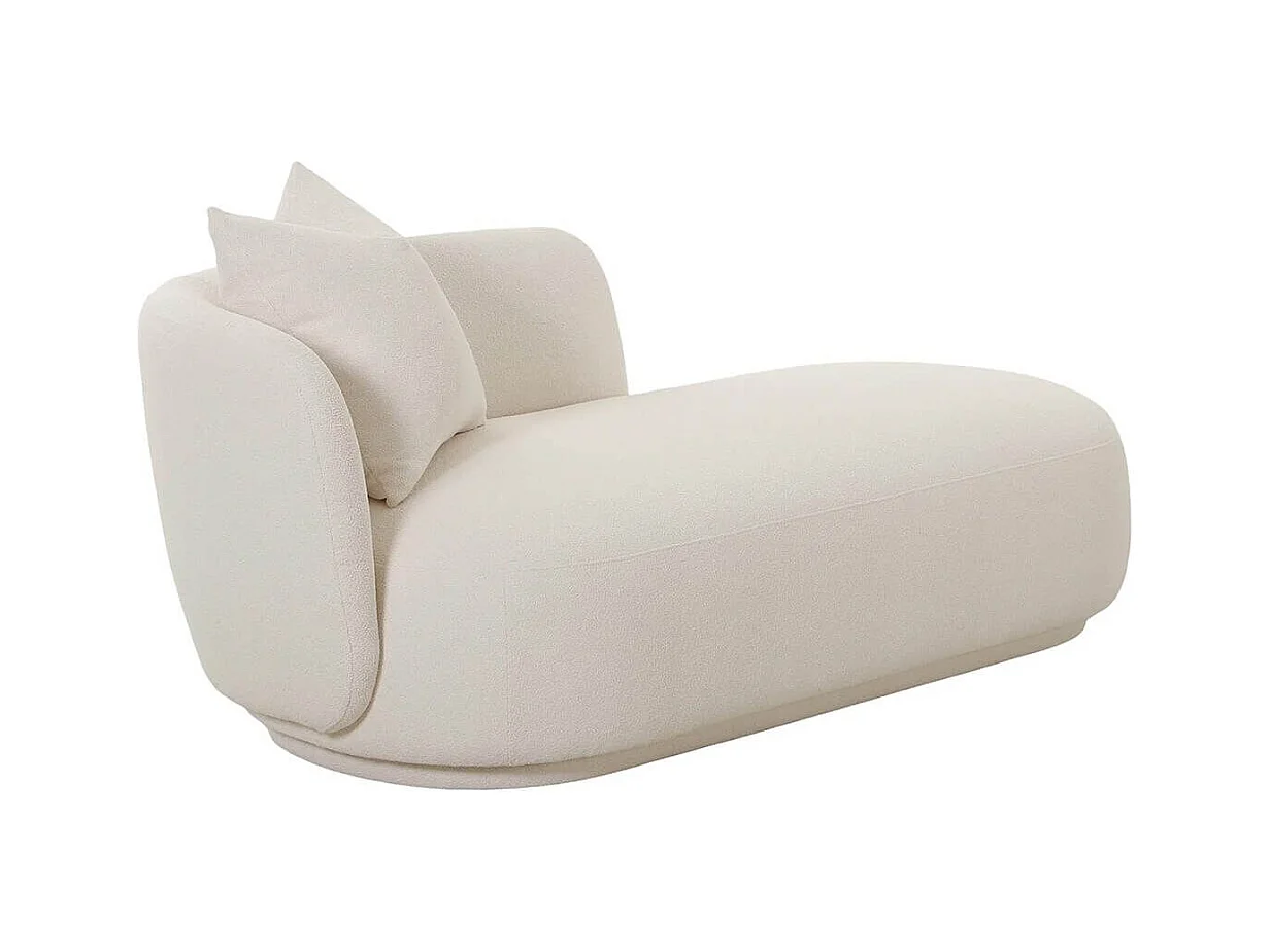 AVALON - Méridienne Gauche Tissu Bouclettes Beige Clair avec 1 coussin