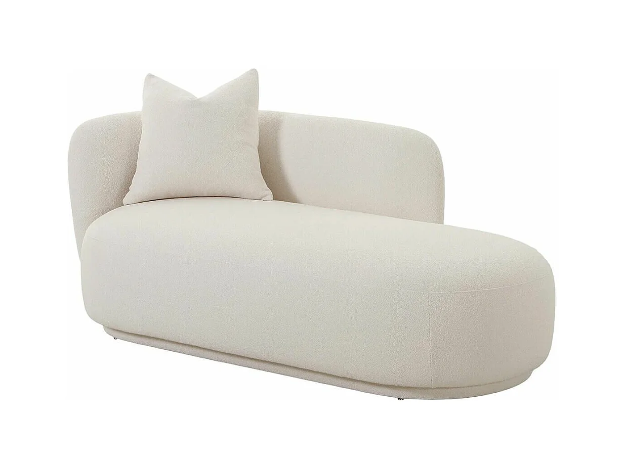 AVALON - Méridienne Gauche Tissu Bouclettes Beige Clair avec 1 coussin