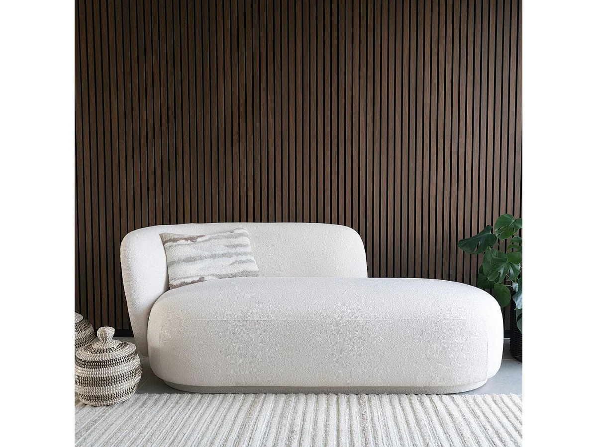 AVALON - Méridienne Gauche Tissu Bouclettes Beige Clair avec 1 coussin