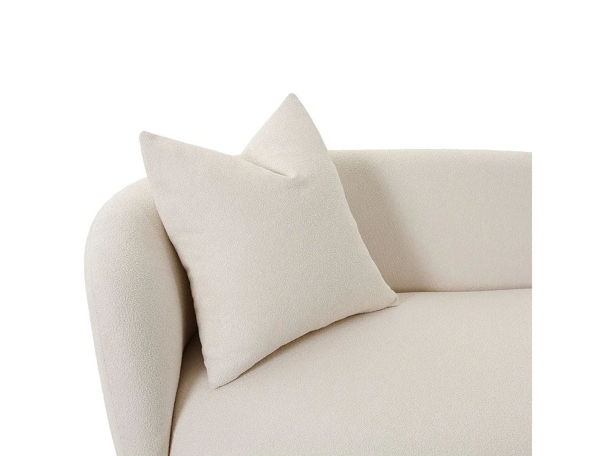 AVALON - Méridienne Gauche Tissu Bouclettes Beige Clair avec 1 coussin