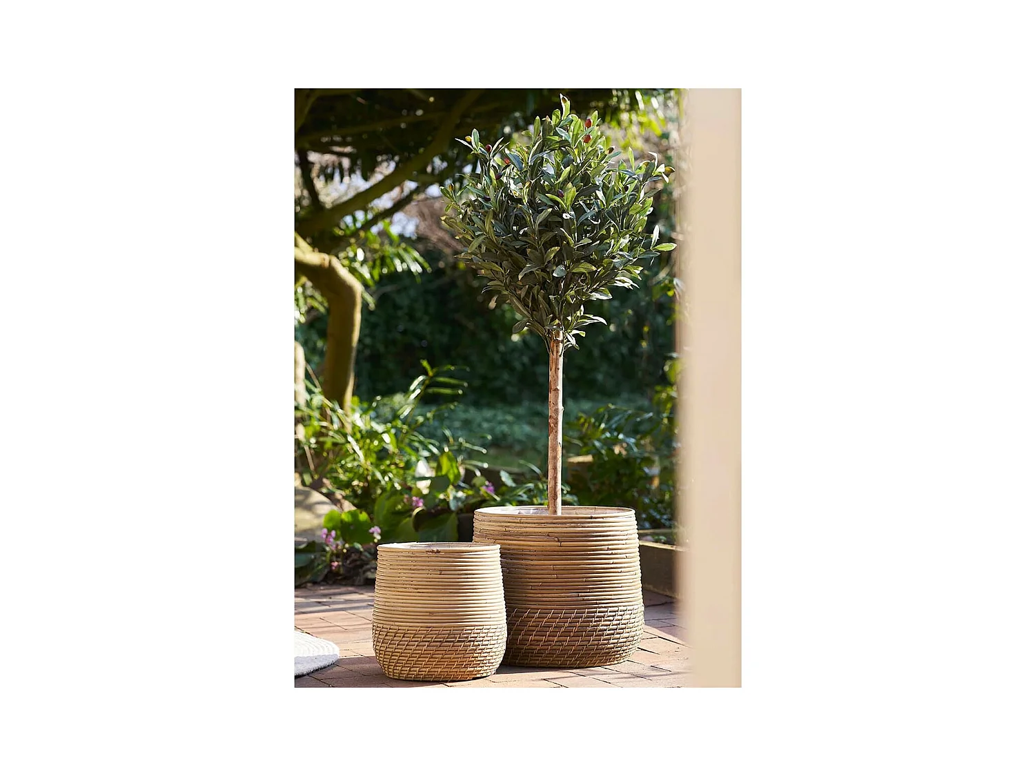 NALINI - Lot de 2 Cache-Pots Ø39cm et Ø29cm en Rotin Kubu Tressé