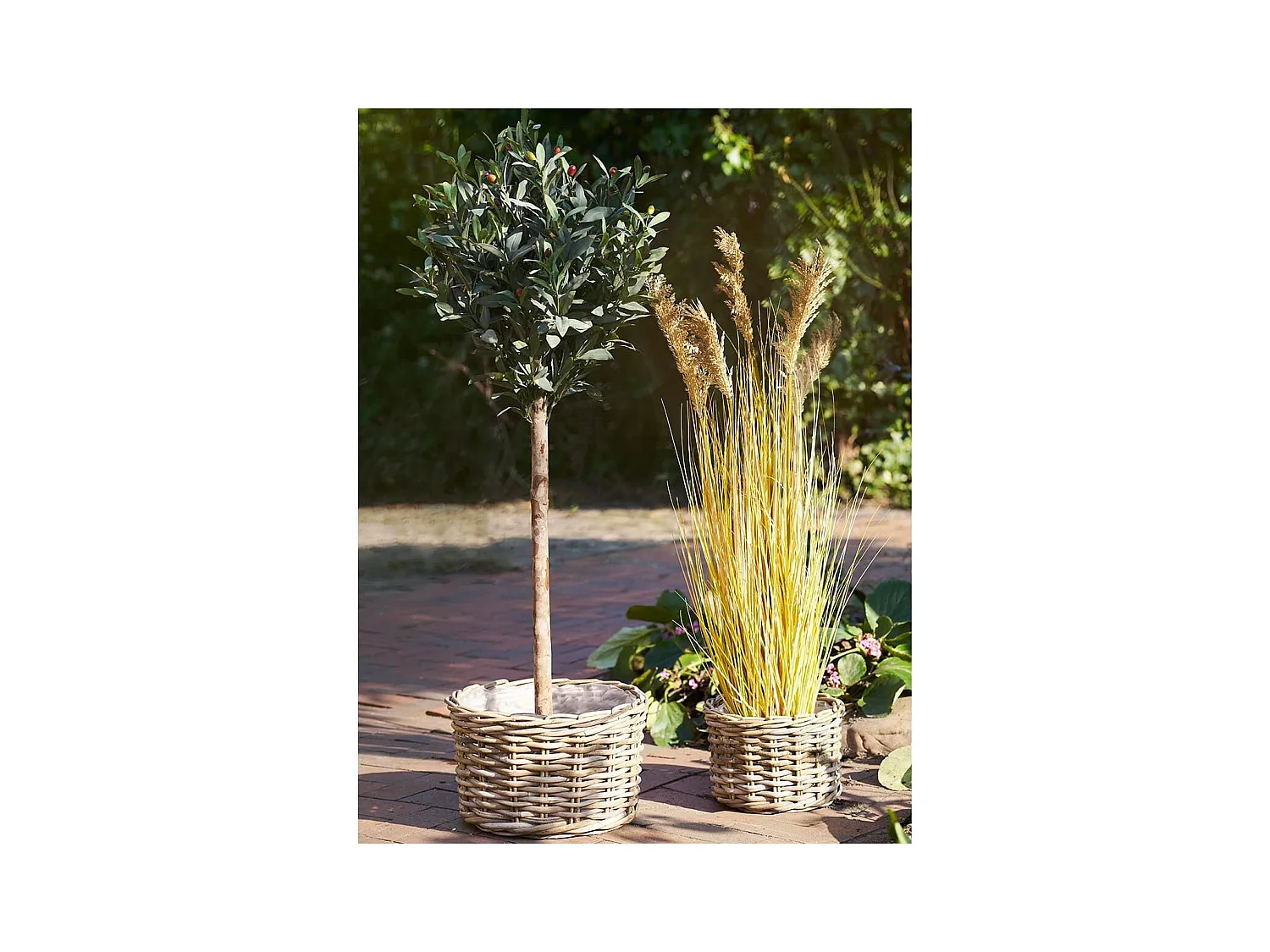 KALINDA - Lot de 2 Cache-Pots Ø27cm et Ø18cm en Rotin Kubu Tressé