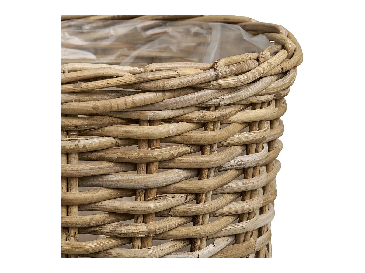 KALINDA - Lot de 2 Cache-Pots Ø27cm et Ø18cm en Rotin Kubu Tressé