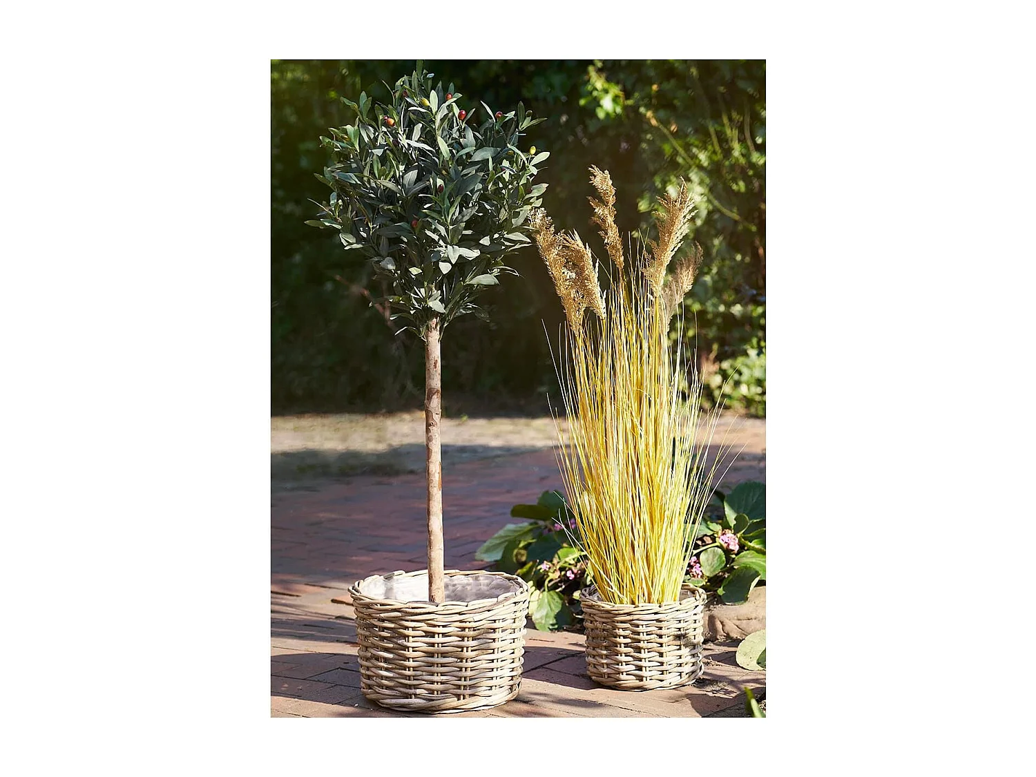 KALINDA - Lot de 2 Cache-Pots Ø27cm et Ø18cm en Rotin Kubu Tressé