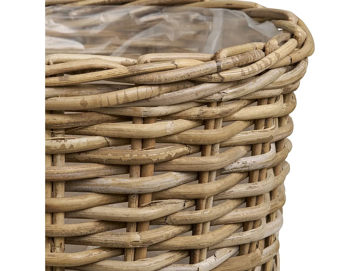 KALINDA - Lot de 2 Cache-Pots Ø27cm et Ø18cm en Rotin Kubu Tressé